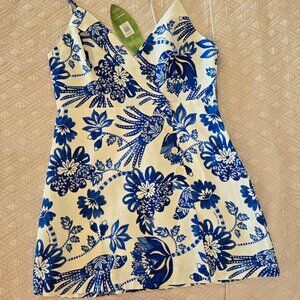 Off-White Floral Birds Euroflax Mini Dress  Color: FLORAL BIRDS OFF-WHITE